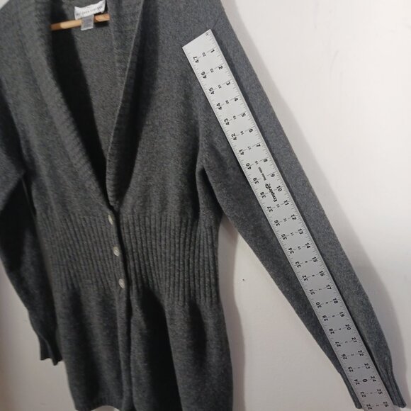 Precious Fibers 100% cashmere Gray Shawl Collar Longline Cardigan Sweater, Large - Picture 13 of 15